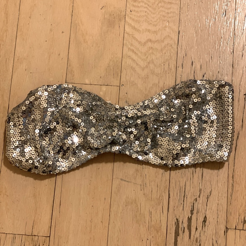 Urban Outfitters silver sequin bandeau